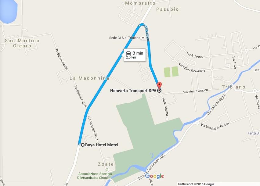 Reittikartta 6.8.2015 hotellista Niinivirran terminaaliin.