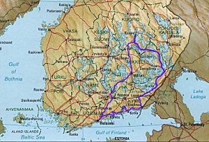 Vuoden 2016 reissun reittikartta.